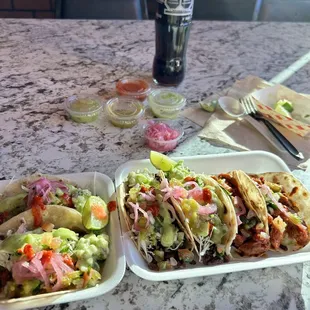 two plates of food on a table