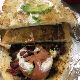 a close up of a sandwich