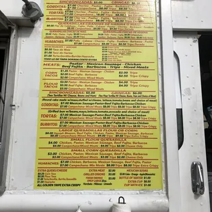 Updated menu