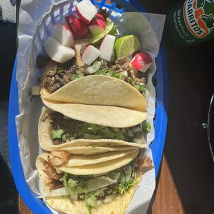 three tacos on a plate