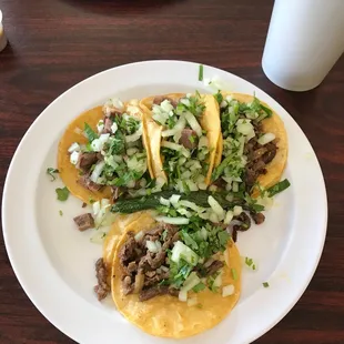 Lengua and asada tacos