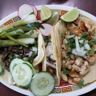 Chicken, beef, pork tacos at Taqueria El Rey