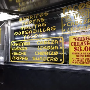 menus and prices