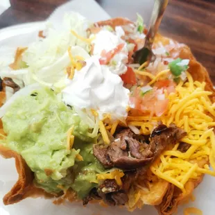 a plate of food with a fork