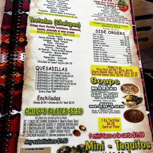 Torras, burritos, child's plates and soups