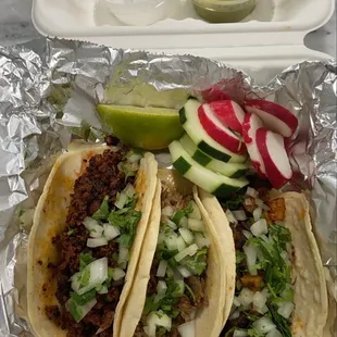 Chorizo, Al Pastor, Carnitas tacos. All amazing.