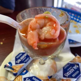 Shrimp cocktail. The shrimp is even clean.