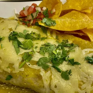 wet burrito, choice of green or red salsa