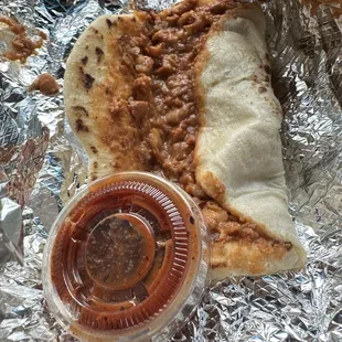 Bean &amp; chorizo + spicy sauce