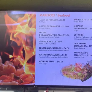 menu and prices