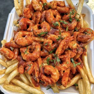 Loaded shrimp fries "Ala Diabla"