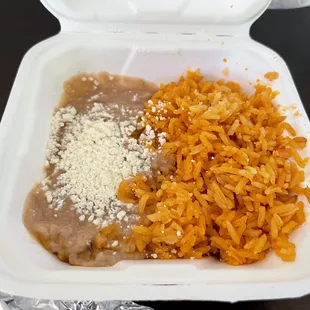 a meal in a styrofoam container