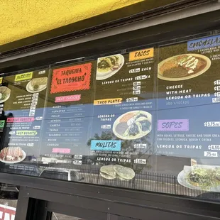 a menu on a window