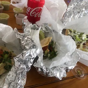 Lengua, pastor tacos &amp; tostada de fajita