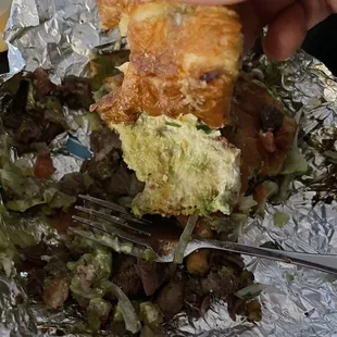 Soggy torta with their dry/unflavored meat.