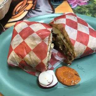 Chicken and steak torta