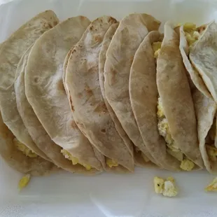 Potatoes and egg tacos to go