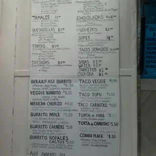 Menu as of 6/28/12