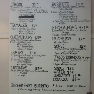 the menu