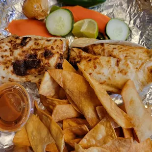 Veggies, Burrito,  and free chips &amp; salsa