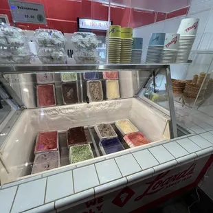 a display of ice creams
