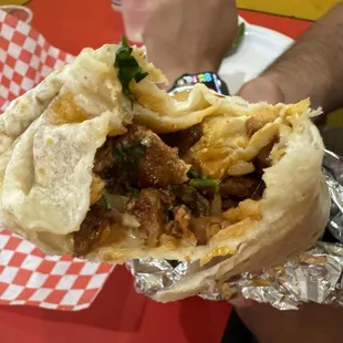 Inside burrito Al pastor