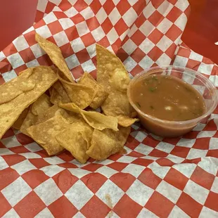 Homemade chips and yummy salsa