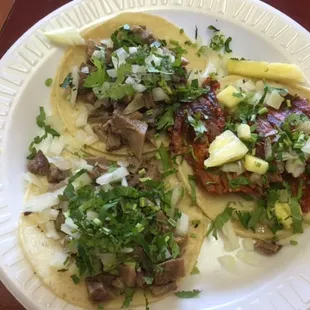 2 beef tongues and a steak taco