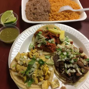 Children pork ,&amp; steak tacos with rice &amp; beans all under $8