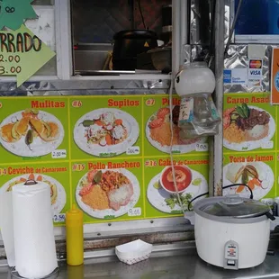 a food truck with menus