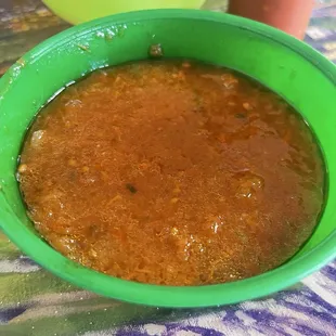 Really good salsa with the chips. The taste is good. Not spicy but has a good taste.