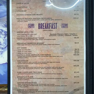 menu