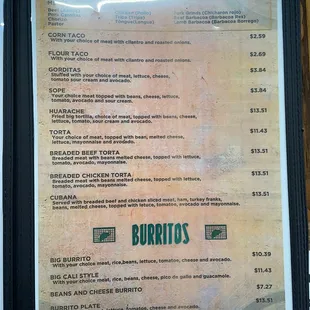 menu
