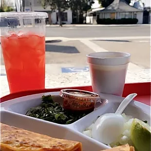 Tacos de Berria with a watermelon agua fresca!