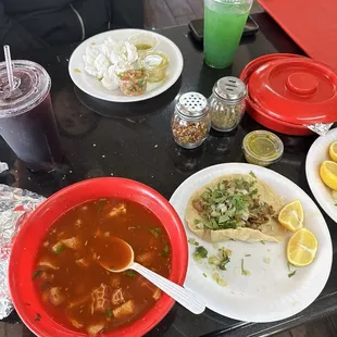 Menudo and tacos de Tripa