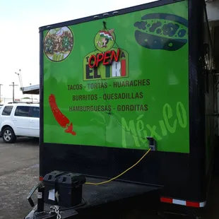 a food truck parked in a parking lot