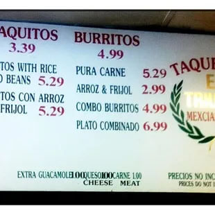 Menu board