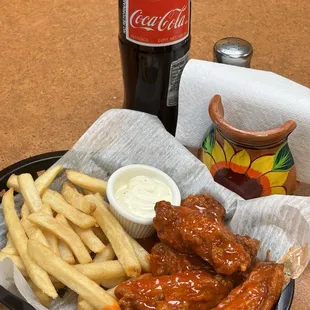 Wings(6)with a side of fries