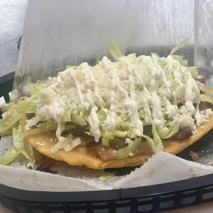 Huarache with protein of choice