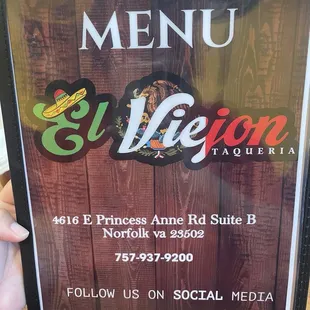 Front of Menu