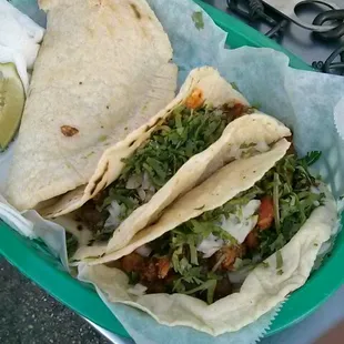 Fajita quesadilla and tacos al pastor. The best!!! :)