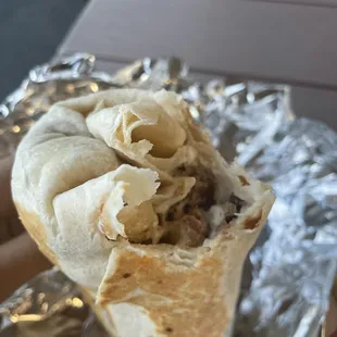 a burrito wrapped in foil