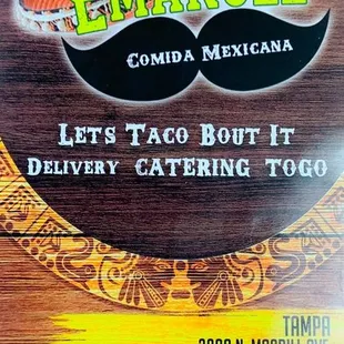Front of the menu