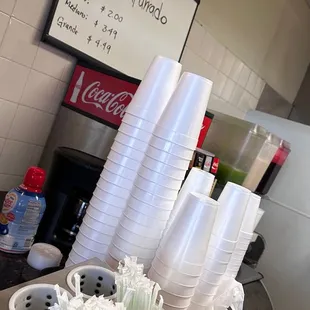 a variety of cups