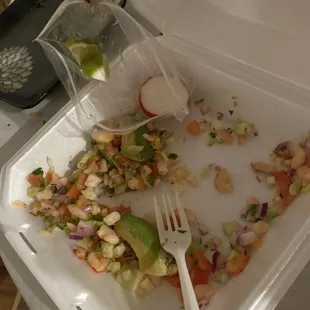 my ceviche!!! it might not look like there's a lot, but I have already ate half of it already, and it also comes with a side of chips
