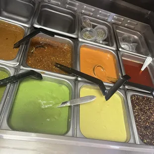 a variety of condiments