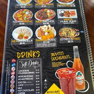 Appetizer and drinks part of menu