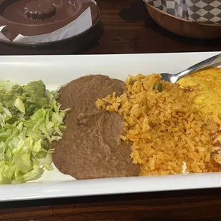 Beef enchiladas, rice &amp; beans