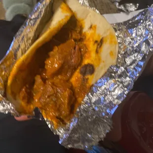 A carne guisada taco? When I ordered chicharron con salsa.