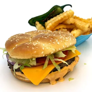 Cheeseburger with fries